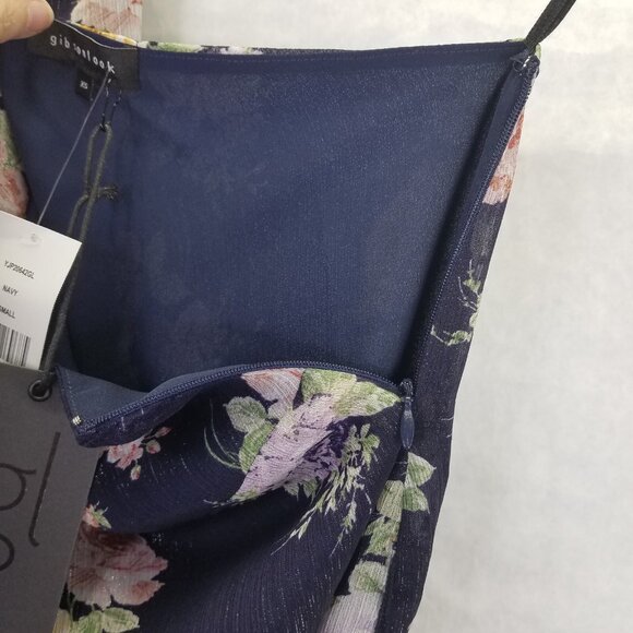 GIBSON LOOK Blouse Women XS One Shoulder Tie Waist Black Floral Side Zip Top NEW - Picture 11 of 16